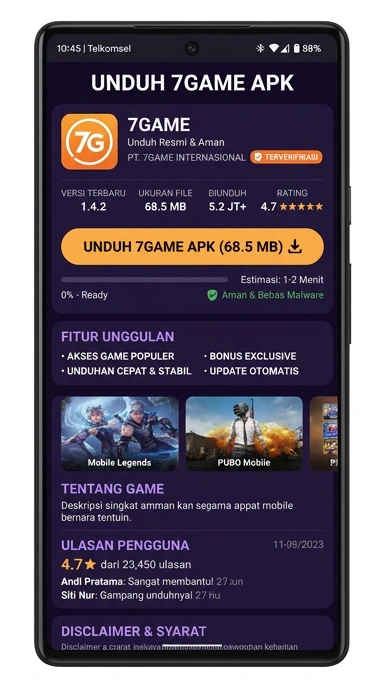 Tampilan halaman APK 7game