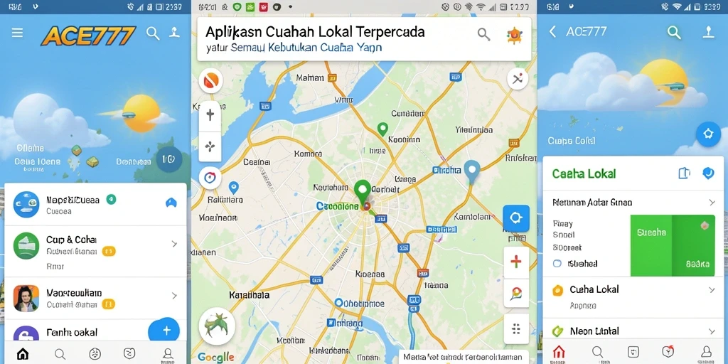 Antarmuka ACE777 menampilkan informasi cuaca lokal yang akurat dan terkini.