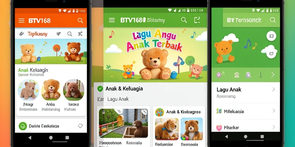 Tampilan antarmuka BTV168 yang menarik dan menyenangkan untuk anak-anak.