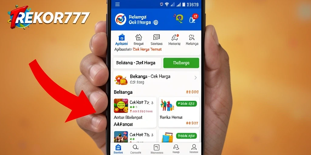 Tampilan antarmuka utama aplikasi REKOR777 untuk cek harga produk.
