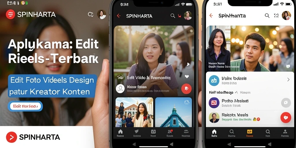 Antarmuka SPINHARTA untuk edit video reels yang menarik.